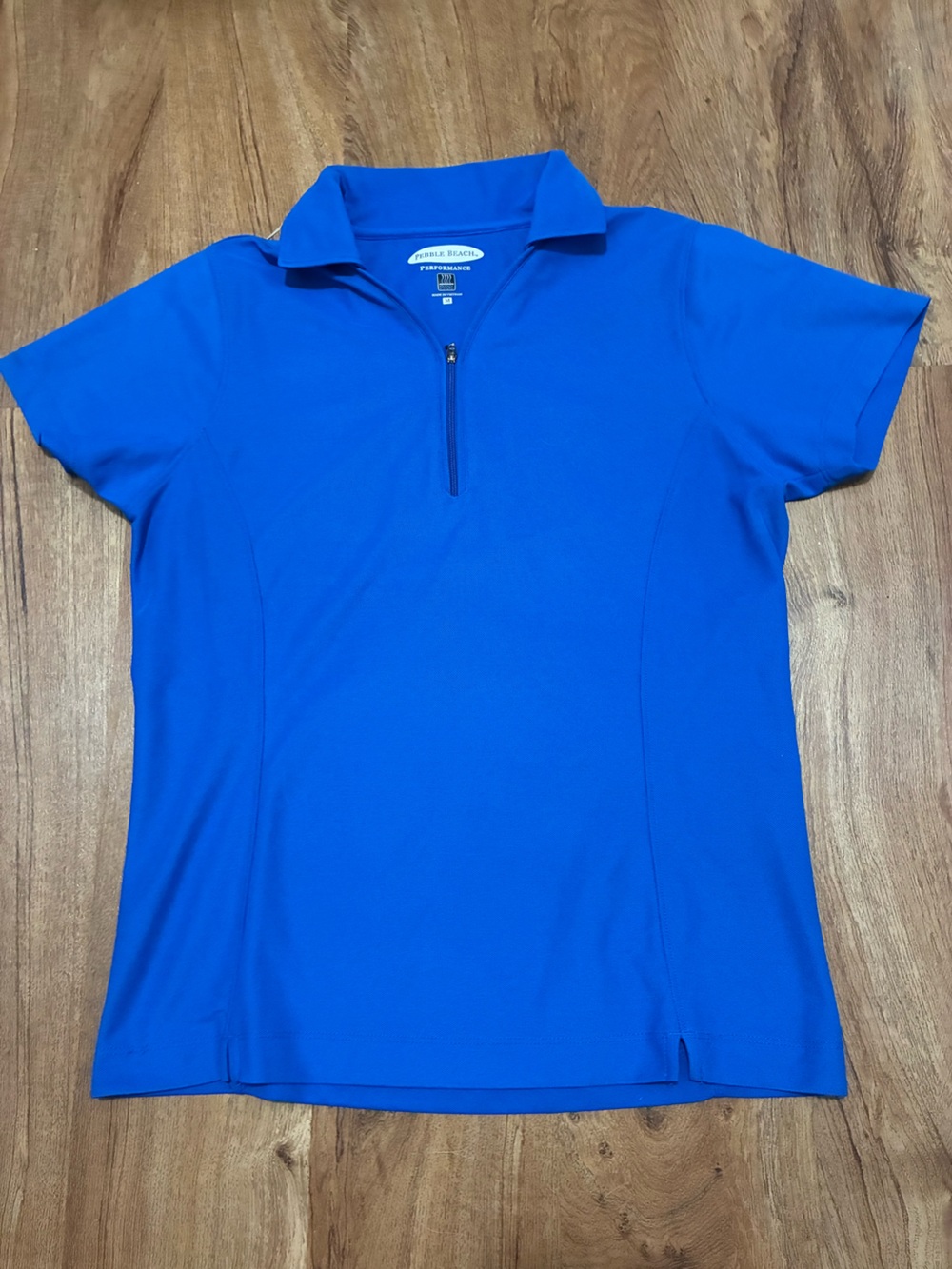 Pebble Beach Performance 1/4 Zip Golf Polo Shirt Blue Medium Great Condition